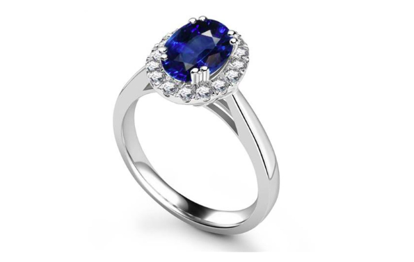 Beautiful Blue Sapphire Diamond Halo 14k white gold ring | eBay
