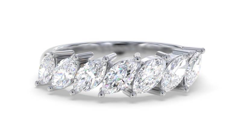 0.80ct SI F G 7 Stone Marquise Diamond Half Eternity Ring Diamond Heaven