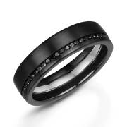Zedd 7.5mm 2 Row Full Black Diamond Set Zirconium Wedding Band