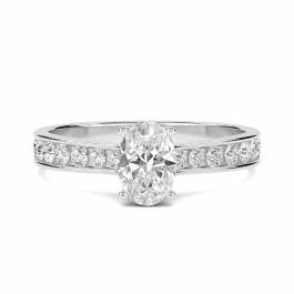 Oval Diamond Shoulder Set Ring - Diamond Heaven