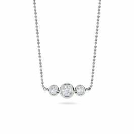 Dinny Hall 14ct White Gold Shuga Three Stone Diamond Bar Necklace | Liberty