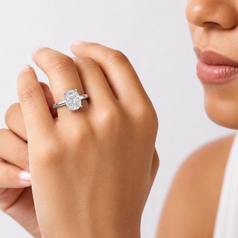 Elongated Cushion Solitaire Ring