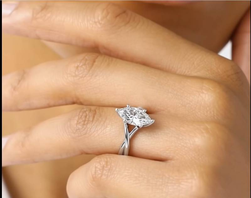 Infinity Twist Marquise Diamond Engagement Ring