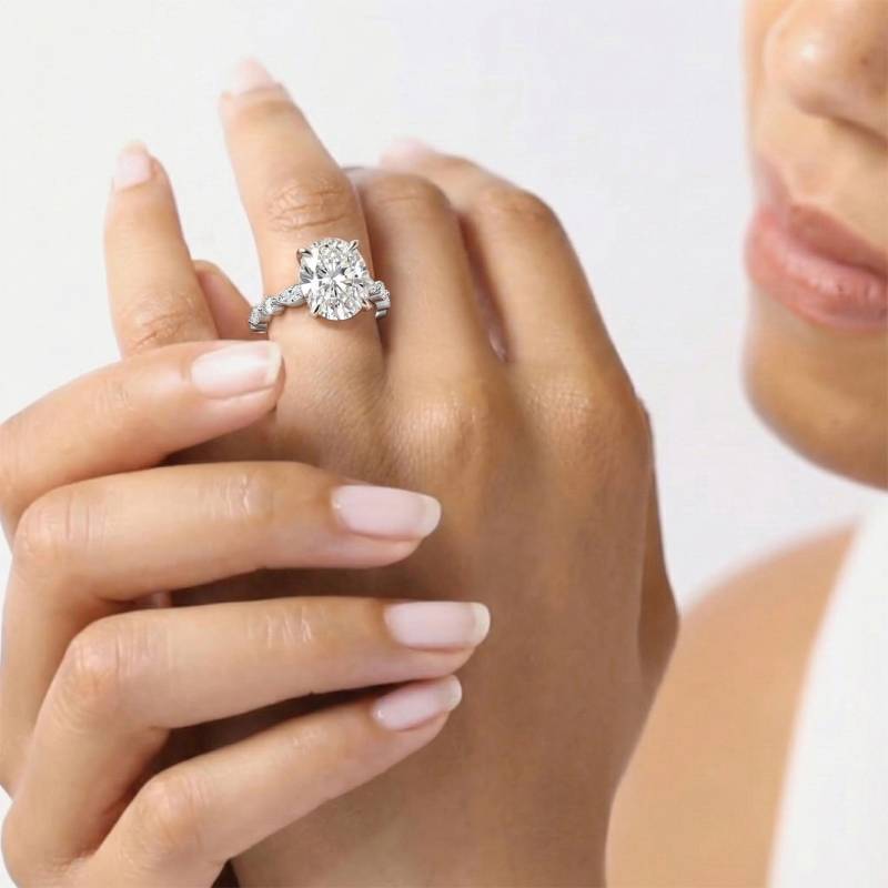 Oval Diamond Shoulder Set Ring