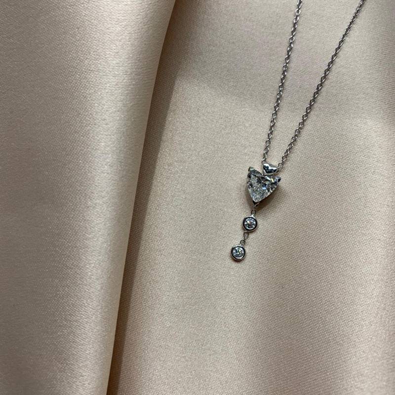 1.55ct VS2/F Natural Heart Cut Diamond Designer Pendant in 18k White Gold