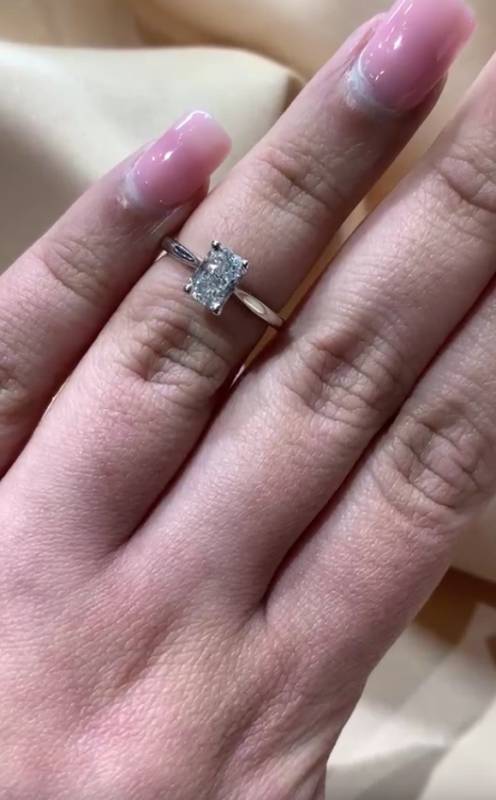 1.01ct VVS1/E Lab Grown Radiant Cut Diamond Solitaire Ring in 18k White Gold