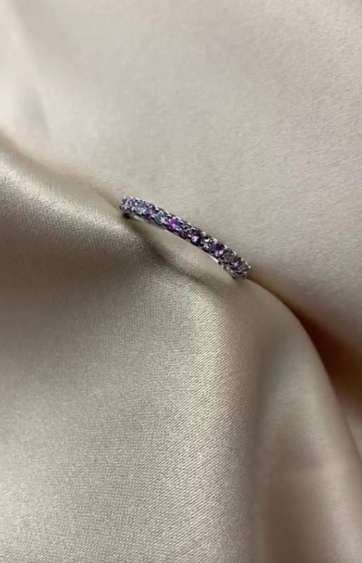0.60ct VS/E-F Round Cut Pink Sapphire Gemstone Ring in 18k White Gold
