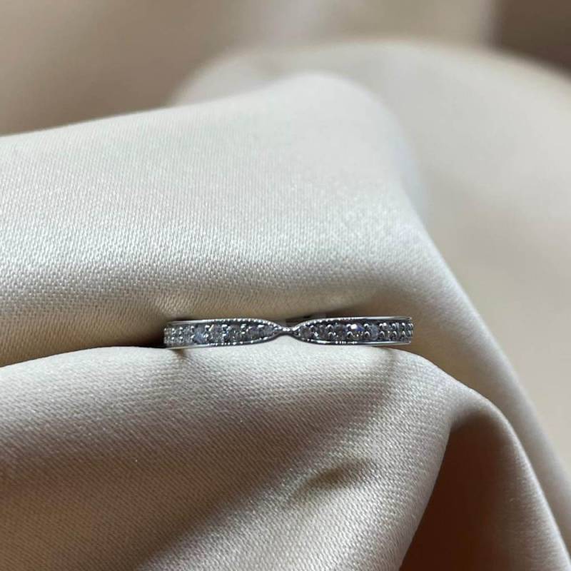 0.50ct VS/E-F Natural Round Cut Diamond Full Set Shaped Wedding Ring in Platinum