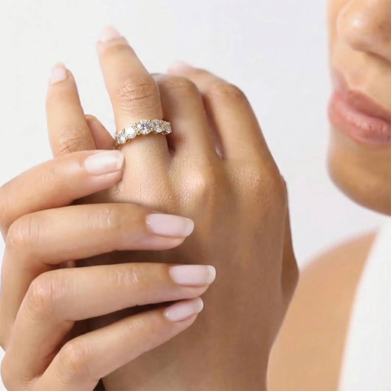 5 Stone Round Diamond Half Eternity Ring