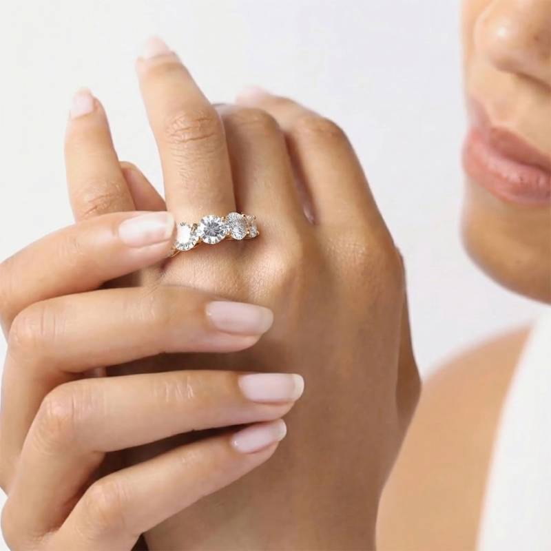 5 Stone Round Diamond Half Eternity Ring