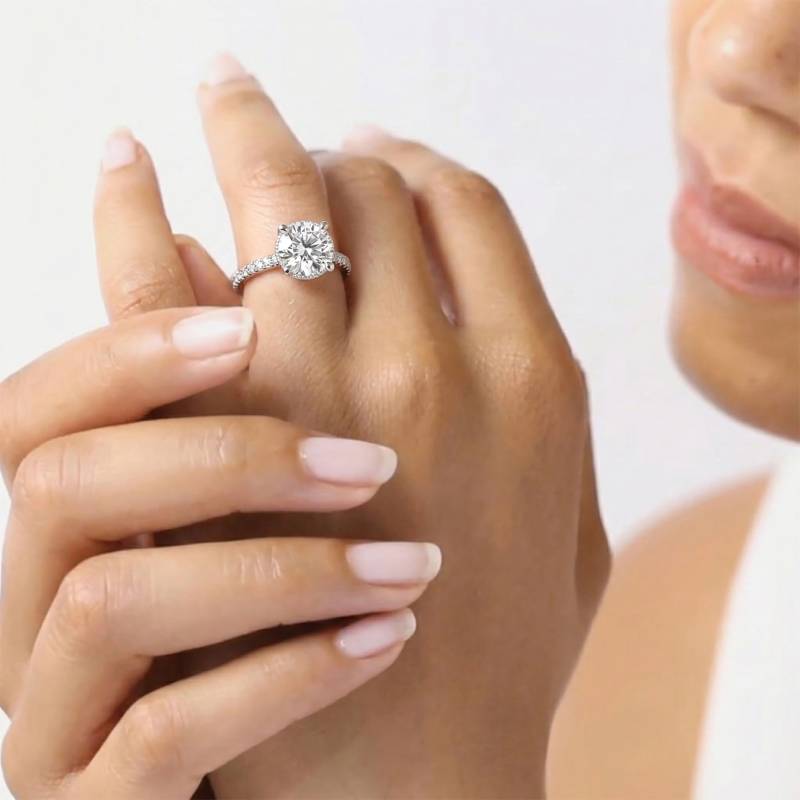 Round Diamond Low Set Hidden Halo Shoulder Set Ring