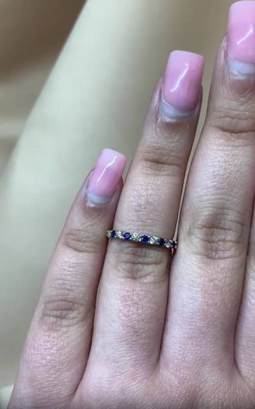 0.27ct VS/G-H Round Cut Blue Sapphire Gemstone Ring in 9k Yellow Gold