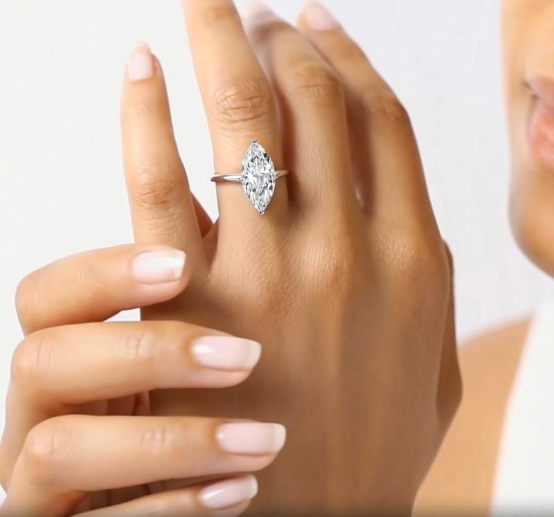 Marquise Diamond High Set Hidden Halo Ring
