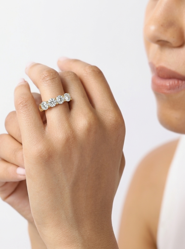 Four Stone Round Diamond Half Eternity Ring