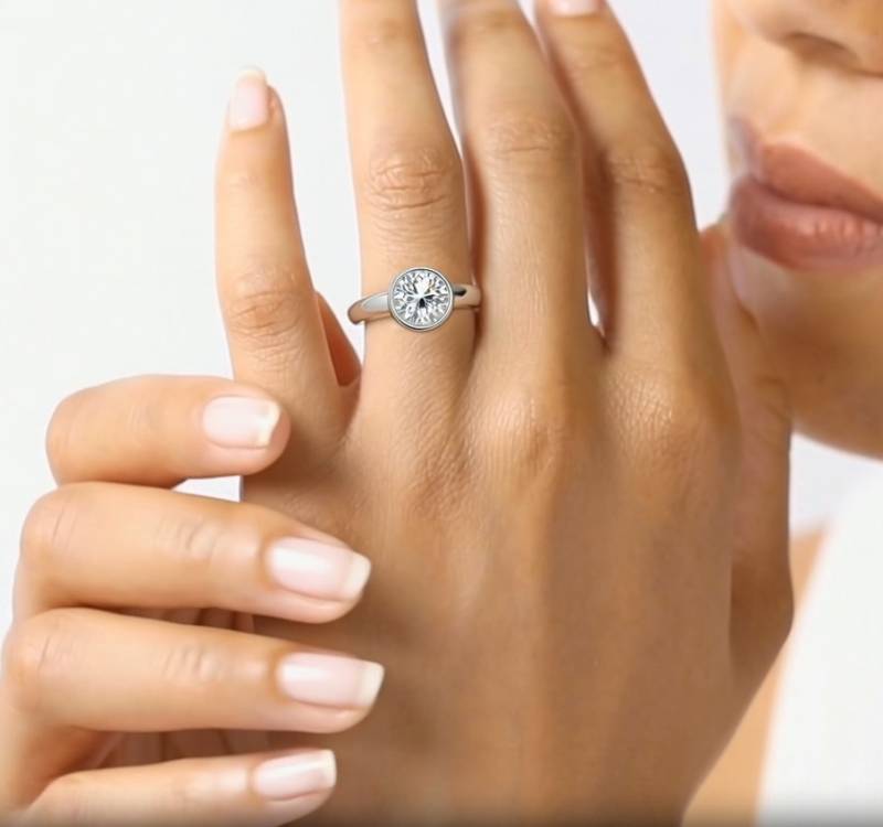 Round Diamond Bezel Set Engagement Ring