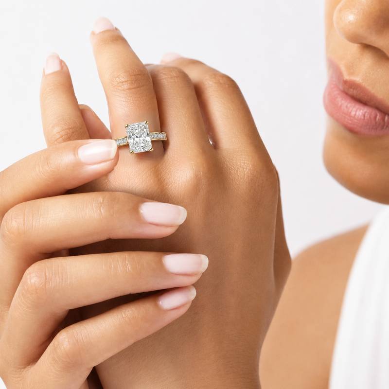 Radiant Diamond Shoulder Set Ring