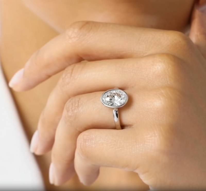Oval Diamond Bezel Set Solitaire Ring