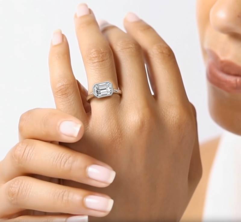 Emerald Diamond Solitaire Ring