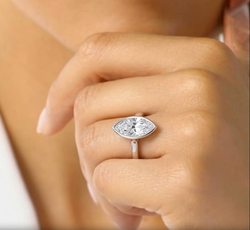 Marquise Diamond Bezel Set Solitaire Ring