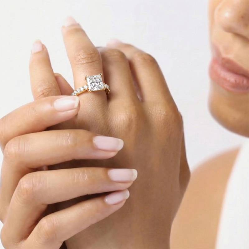 Princess Diamond Shoulder Set Ring