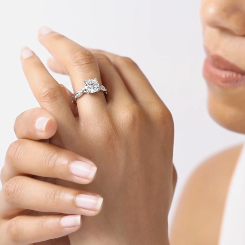Infinity Twist Round Diamond Engagement Ring