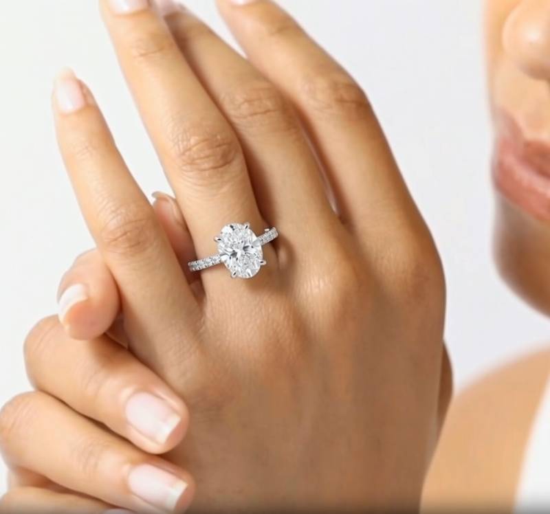 Oval Diamond Shoulder Set Ring