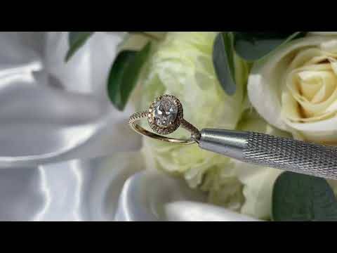 Oval Diamond Single Halo Shoulder Set Ring