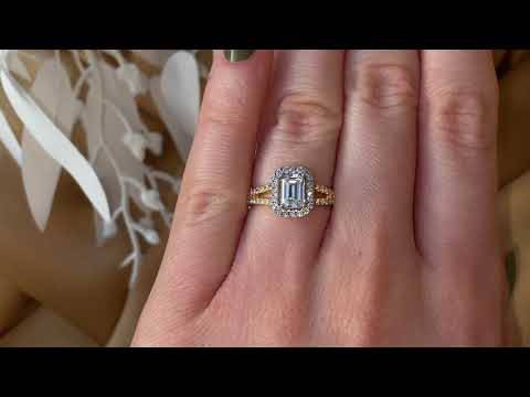 Emerald Diamond Halo Engagement Ring