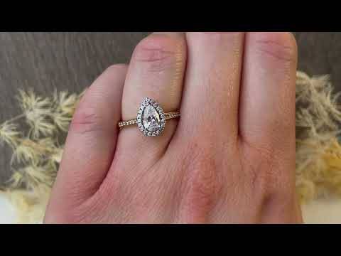 Pear Diamond Single Halo Shoulder Set Ring