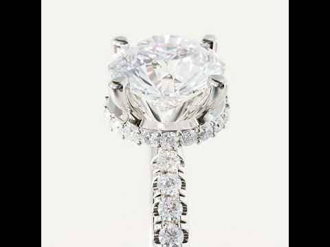 Round Black Diamond Hidden Halo Shoulder Set Ring