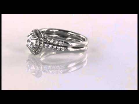 Round Diamond Shoulder Set Ring With Matching Band