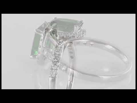 Emerald and Diamond Single Halo Shoulder Set Ring