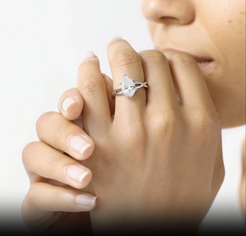 Infinity Love Swirl Pear Diamond Engagement Ring