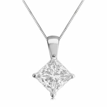 3-Stone 0.50ct tw Princess Diamond Pendant 0.5mm Necklace 18″ 14k Gold -  Jewelry & Coin Mart, Schaumburg, IL