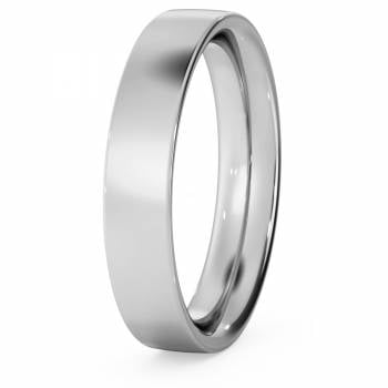 Flat Court Wedding Ring - 4mm width, Medium depth