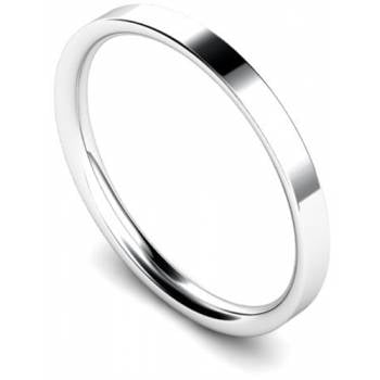Flat Court Wedding Ring - 2mm width, Thin depth
