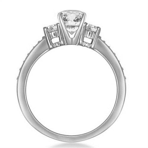 3 Stone Round Diamond Ring With Shoulder Diamonds P