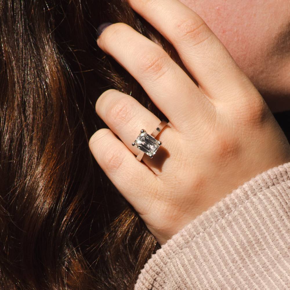 Unique Crossover Emerald Diamond Engagement Ring W