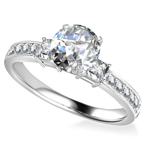 3 Stone Diamond Ring With Shoulder Diamonds P