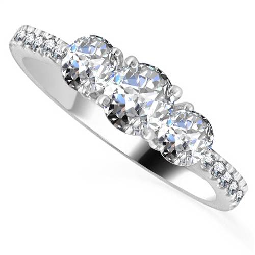 3 Stone Diamond Ring With Shoulder Diamonds W