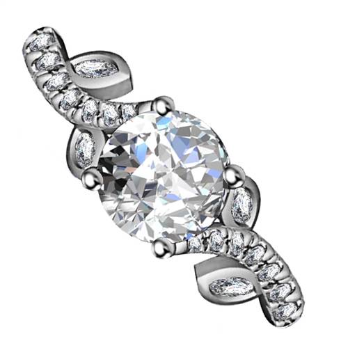 Round Diamond Designer Shoulder Set Ring P