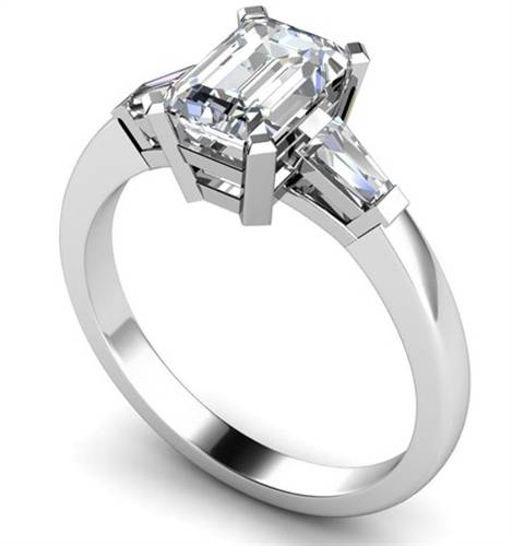 Elegant Emerald & Baguette Diamond Trilogy Ring P