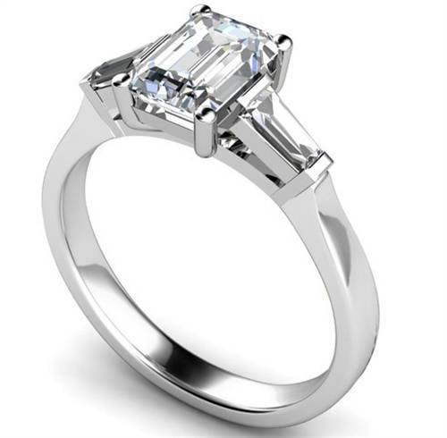 Unique Emerald & Baguette Diamond Trilogy Ring W