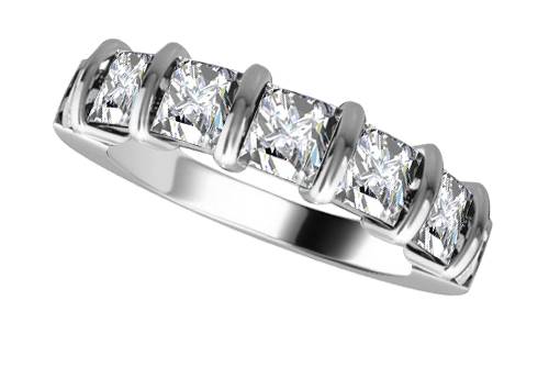 DHRZ0090 7 Stone Princess Diamond Half Eternity Ring W