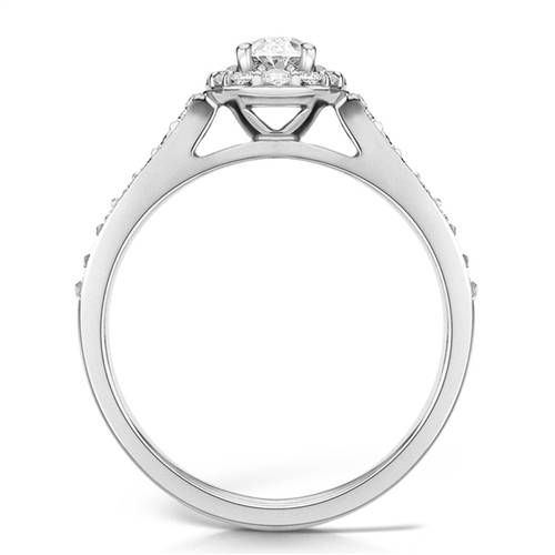 Oval Diamond Single Halo Shoulder Set Ring P