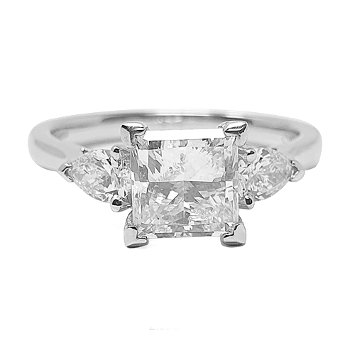 Elegant Princess & Pear Diamond Trilogy Ring W