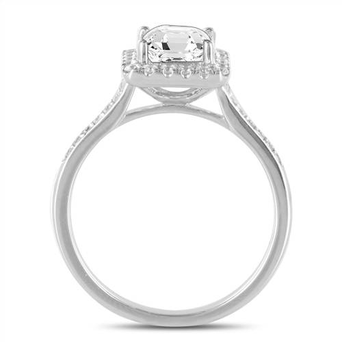 Asscher Diamond Single Halo Shoulder Set Ring W