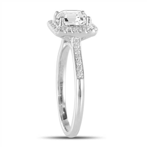 Asscher Diamond Single Halo Shoulder Set Ring W