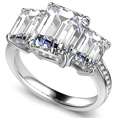 Emerald Diamond Trilogy Engagement Ring P
