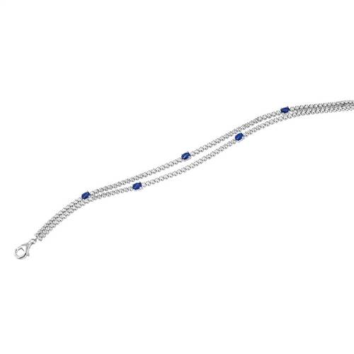 2.10ct VS/FG Double Row Bracelet Diamond & Blue Sapphire W